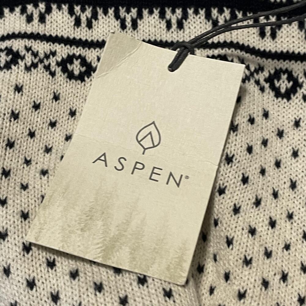 Aspen Sweater Mens Small White Navy Half Zip Pullover Snowflake Fair Isle Winter - Picture 8 of 15